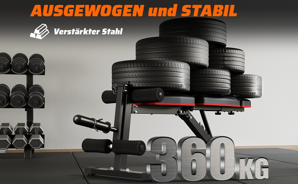 Регульована складана лава для тренувань з гантелями, 363 кг, з підставкою для ніг, упором для преса та подовженою спинкою, багатофункціональний фітнес-обладнання для дому