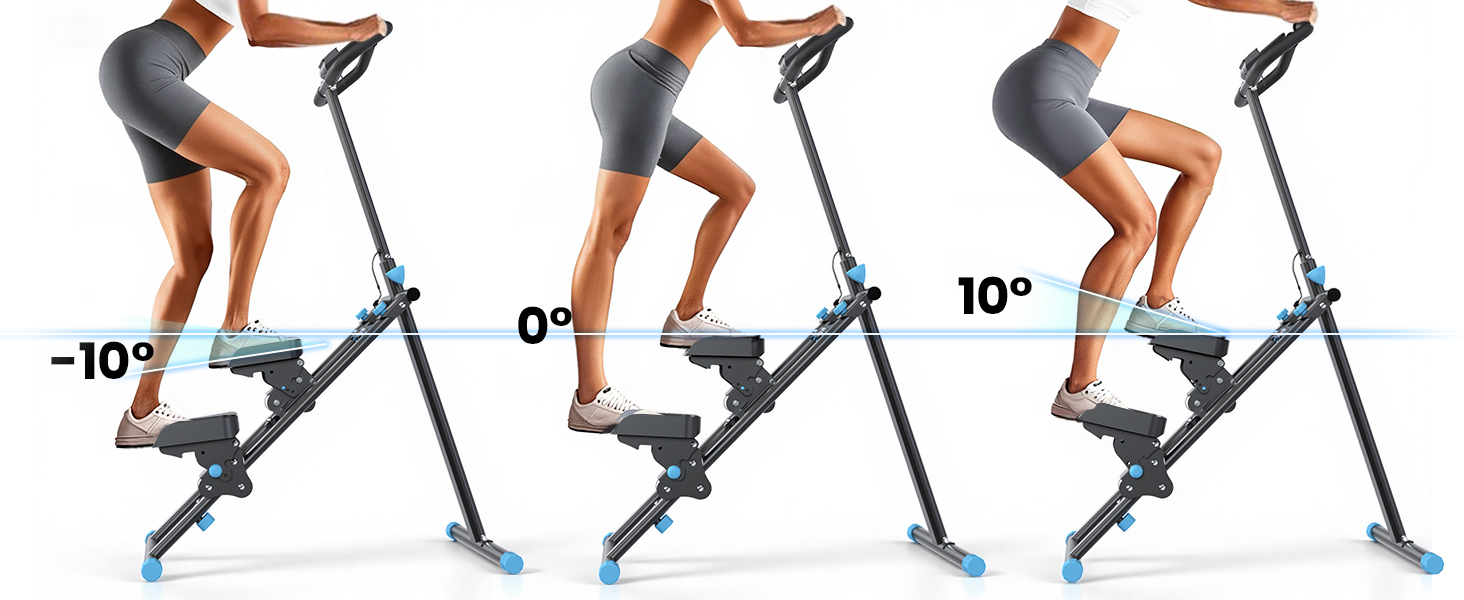 Вертикальний степер Mdeam для дому з широким кроком, складаний, з ручками, для кардіотренувань, чорний