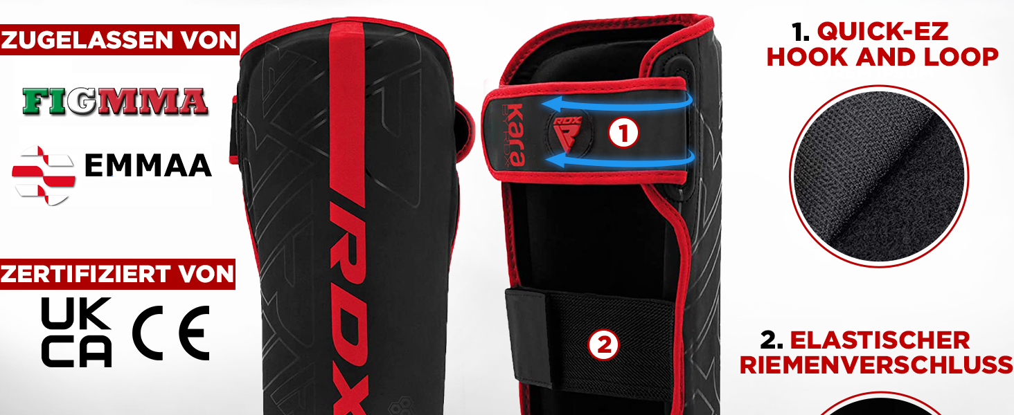 Захисні щитки для гомілки RDX Kara з Maya Hide для муай-тай, кікбоксингу, MMA, карате, BJJ, крав-мага, спарингів, з захистом стопи, шкіряні