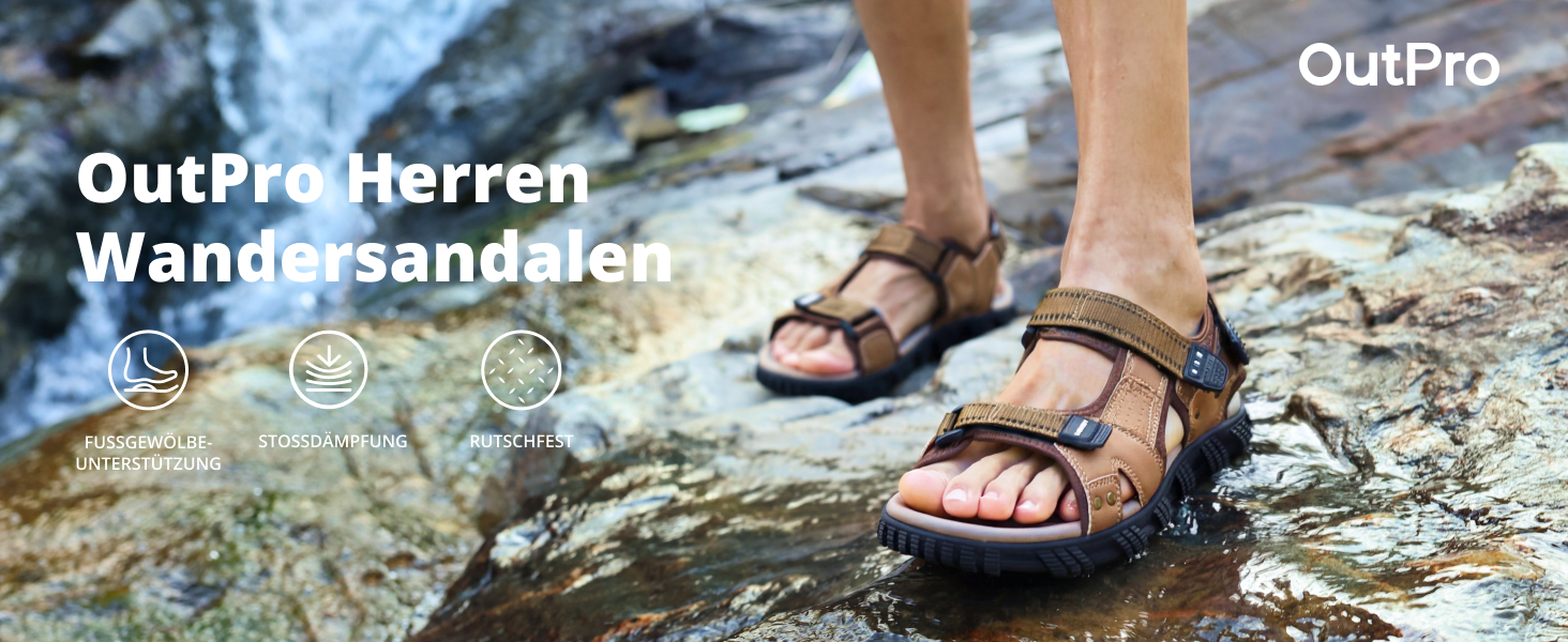 Чоловічі сандалі для активного відпочинку та туризму Khaki Leder, 47 EU - Водонепроникні шкіряні сандалі