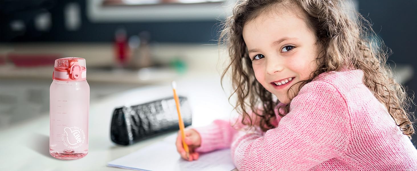 Дитяча пляшка для води UZSPACE 600 мл, спортивна, непроливальна, для школи, прогулянок, білого кольору