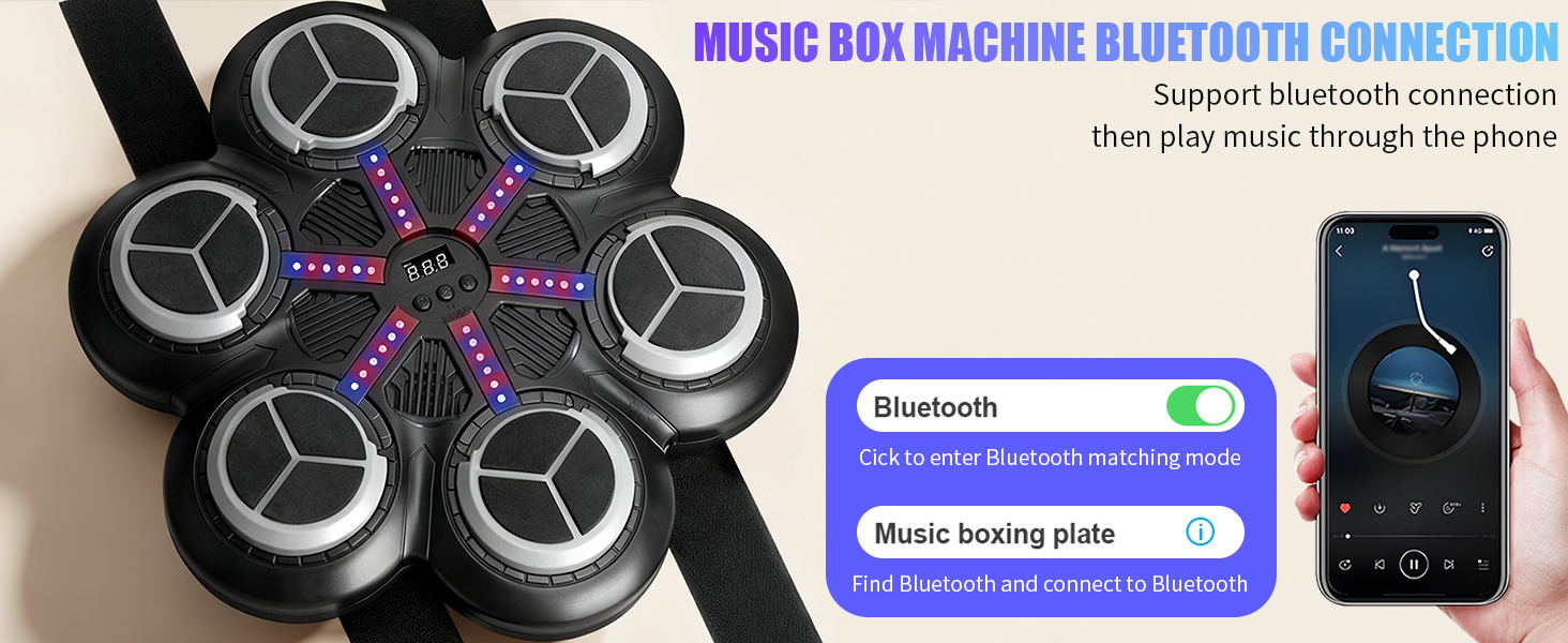 Музична боксерська машина для тренувань: Bluetooth, світлові ефекти, 3 режими, підрахунок ударів (81353)