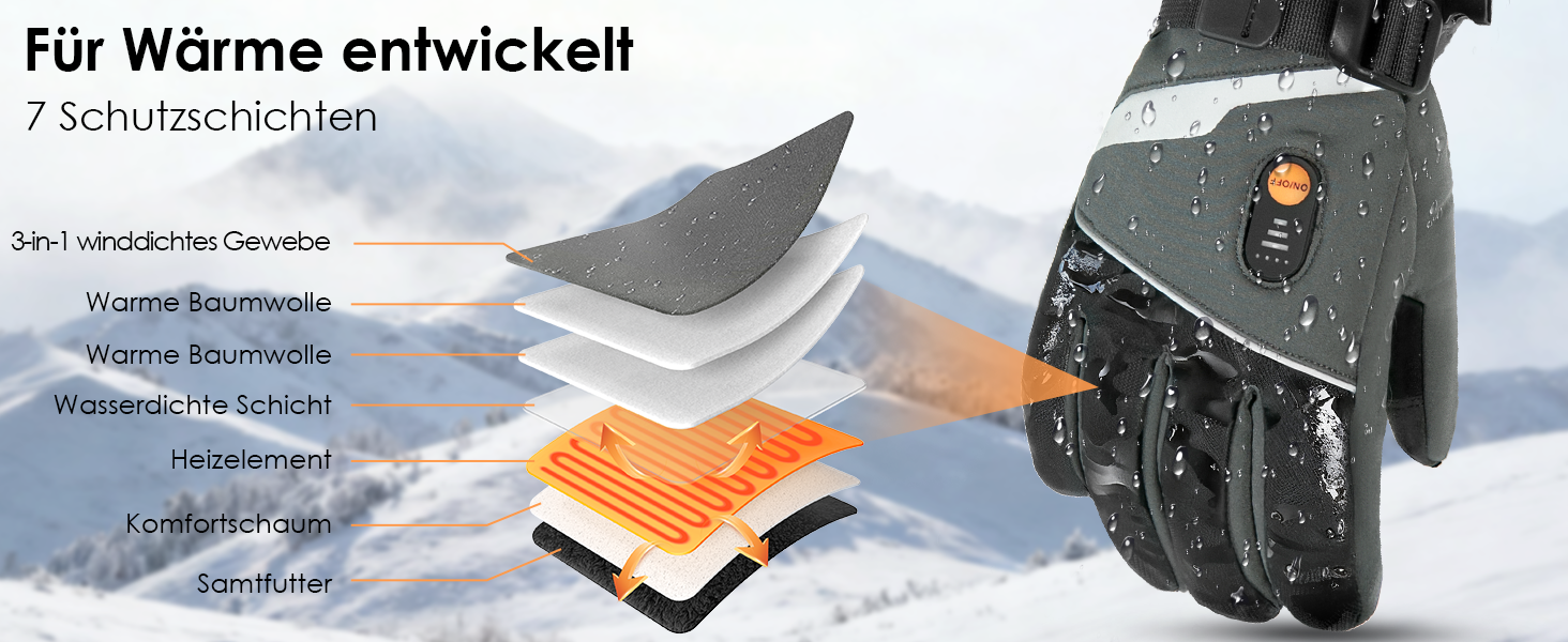 Обогріваючі рукавички Minthouz W11 для чоловіків та жінок, 7.4V, 3 режими нагріву, водонепроникні, з підтримкою сенсорного екрану, для роботи на вулиці, їзди на велосипеді, катання на лижах, XL