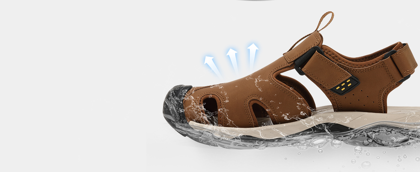 Чоловічі сандалі AX BOXING для трекінгу та спорту, літні відкриті, на липучці, дихаючі, антиковзкі, розмір 44 EU (коричневі)