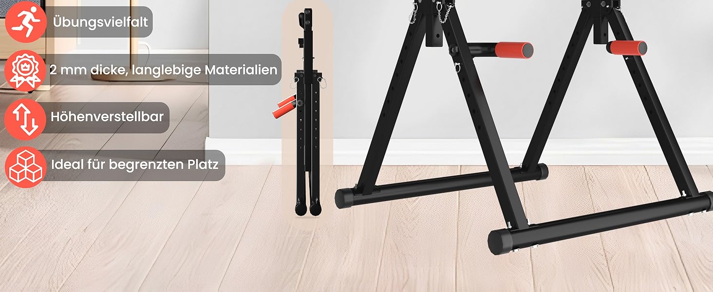 Стійка для віджимань та підтягувань DOBESTS - багатофункціональний фітнес-тренажер, регульована висота, чорний