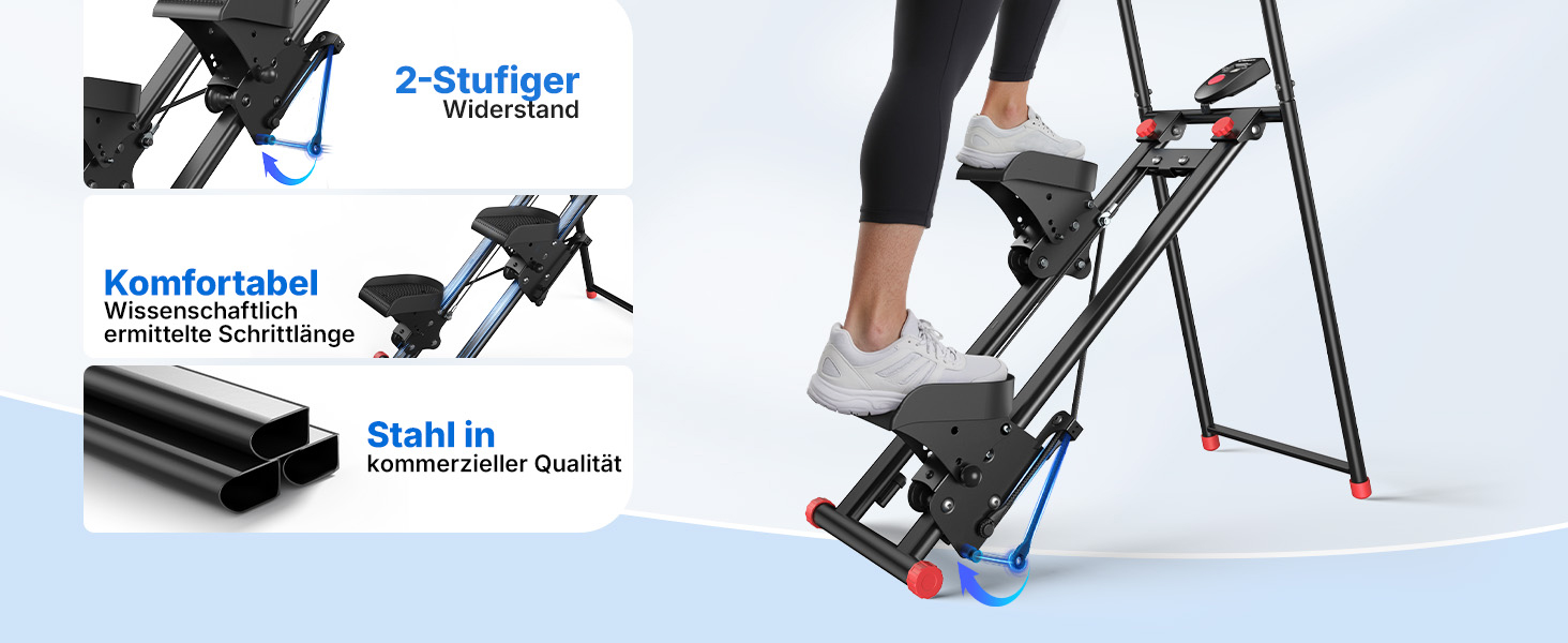 MERACH Сходи-степер для дому, вертикальний тренажер для кардіо та загальної фізичної підготовки, компактний, складаний, з регульованою висотою кроку, ручками та педалями (2438BR2)