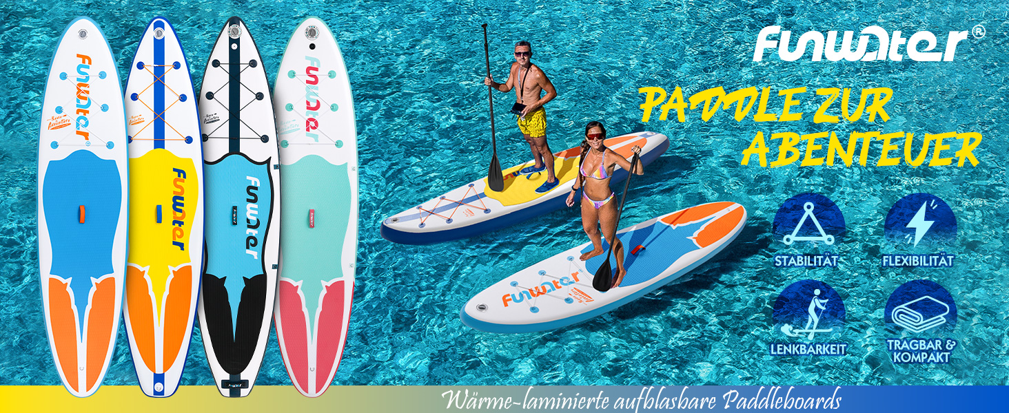 Надувне SUP-борд FunWater: комплект з аксесуарами (весло, насос, рюкзак, лінія, водонепроникний мішок)