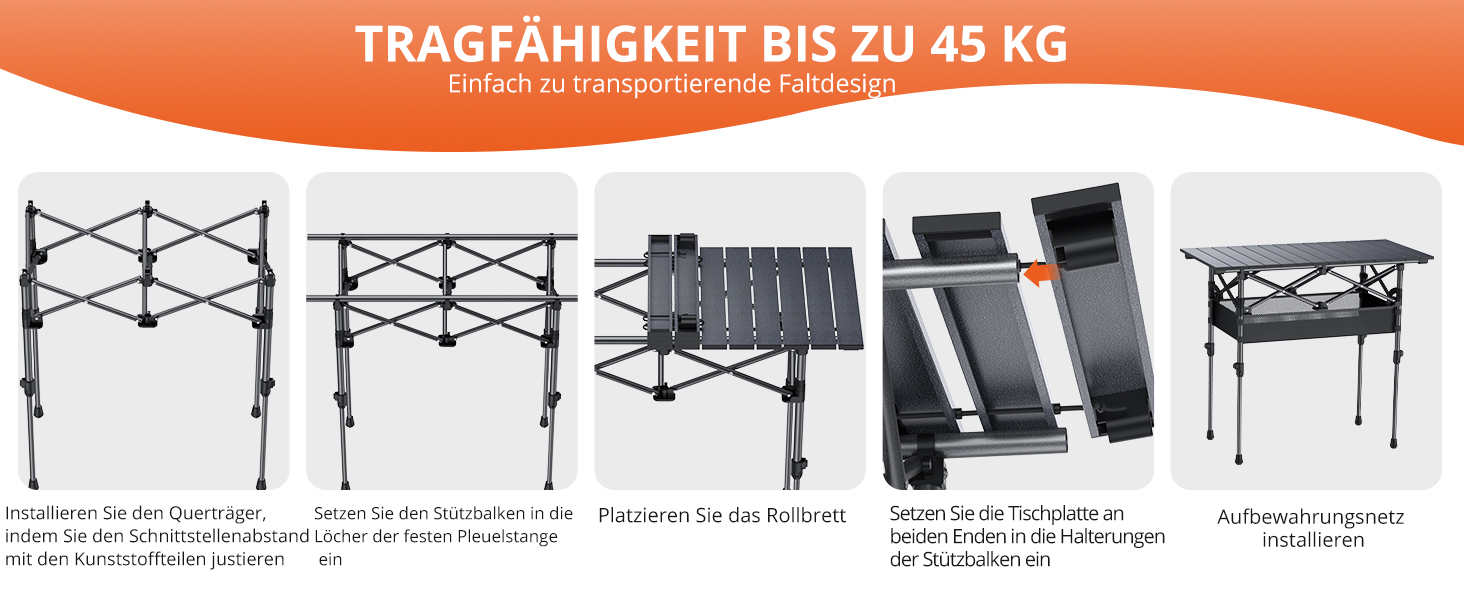 Складаний туристичний стіл Funyich 82x40 см з регулюванням висоти (44/70 см), з сітчастою кишенькою, для кемпінгу, пікніка, BBQ, саду