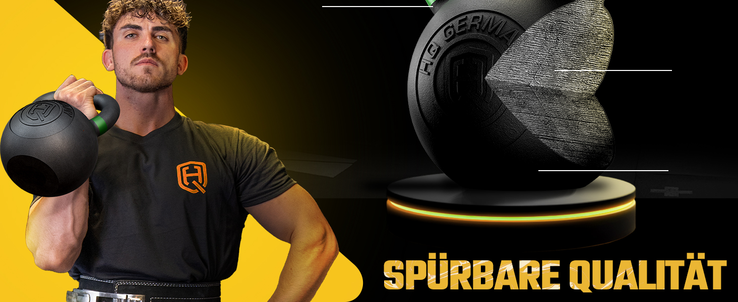 Гантель-гиря HQ Germany® з порошковим покриттям [2-32кг/Набори] - Набір чавунних гирь з точністю ±2% - Кульова гиря, Набір гирь, Преміум гирі з порошковим покриттям 24кг