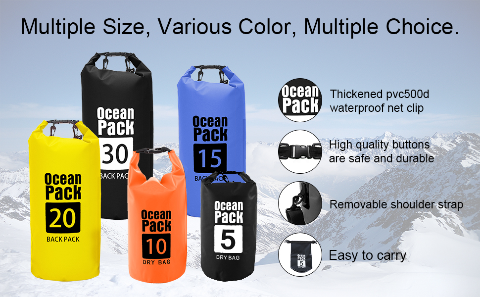 Водонепроникний мішок Dry Bag 30L з регульованим плечовим ременем. Ідеально для каякінгу, сплаву, туризму, кемпінгу та сноубордингу. Жовтий колір