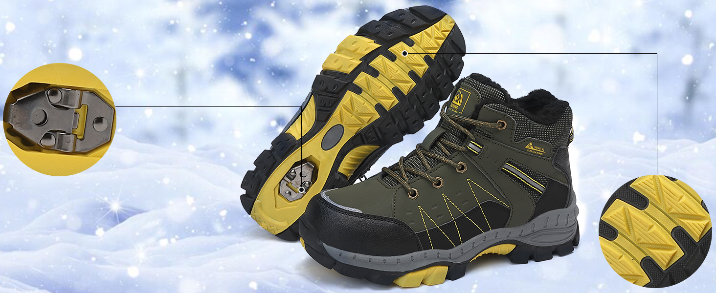 Зимові чоботи ASTERO для хлопчиків 31-38, снігоступи, дитячі черевики для походів з металевими шипами, утеплені, нековзні (A Grün, 31 EU)