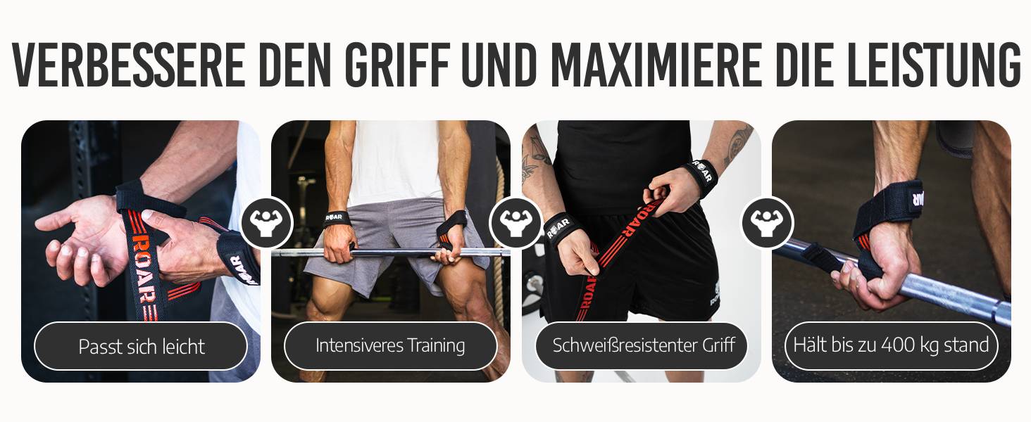 Roar® гучномовні ремені для силових тренувань, бодібілдингу, фітнесу - ремені для підйому штанги - для жінок та чоловіків сірого кольору