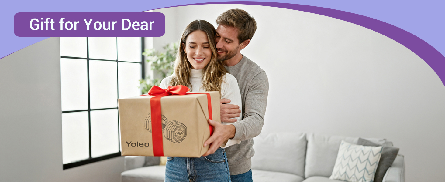 Набір гантелей Yoleo регульовані 2/4 шт. для дому, 2 кг, 3 кг, 4 кг, 5 кг, з м'яким TPR-покриттям, фіолетовий