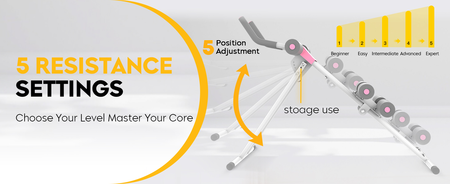 Тренування пресу GuuG: компактний тренажер для дому, для чоловіків та жінок, рожевий