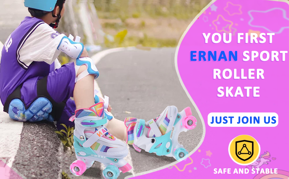 Роликові ковзани для дівчаток ERNAN, регульовані, LED, для підлітків та початківців. 4 розміри, рожевий колір