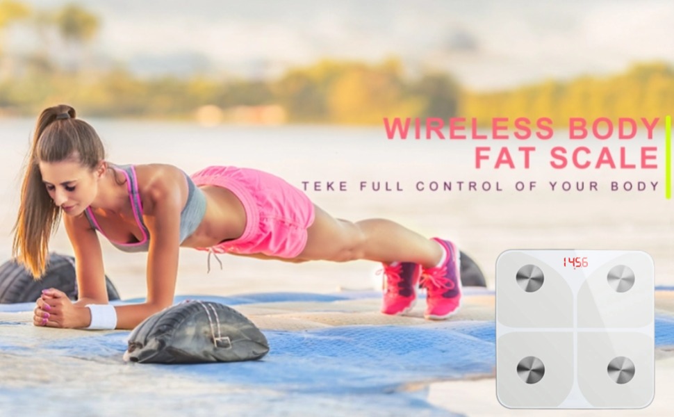Інтелектуальна вага для вимірювання жиру та BMI з Bluetooth, 180 кг, 30x30 см