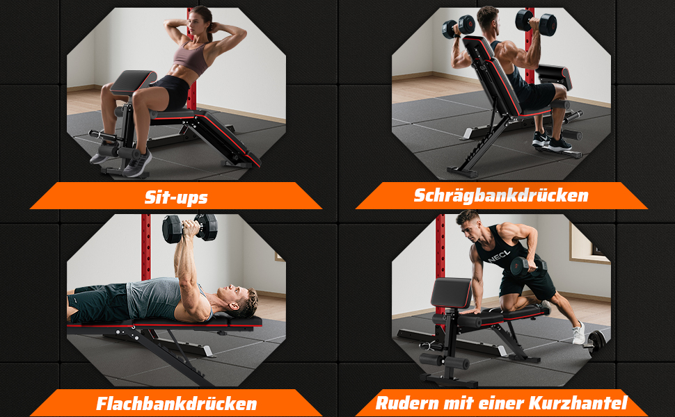 Регульована складана лава для тренувань з гантелями, 363 кг, з підставкою для ніг, упором для преса та подовженою спинкою, багатофункціональний фітнес-обладнання для дому