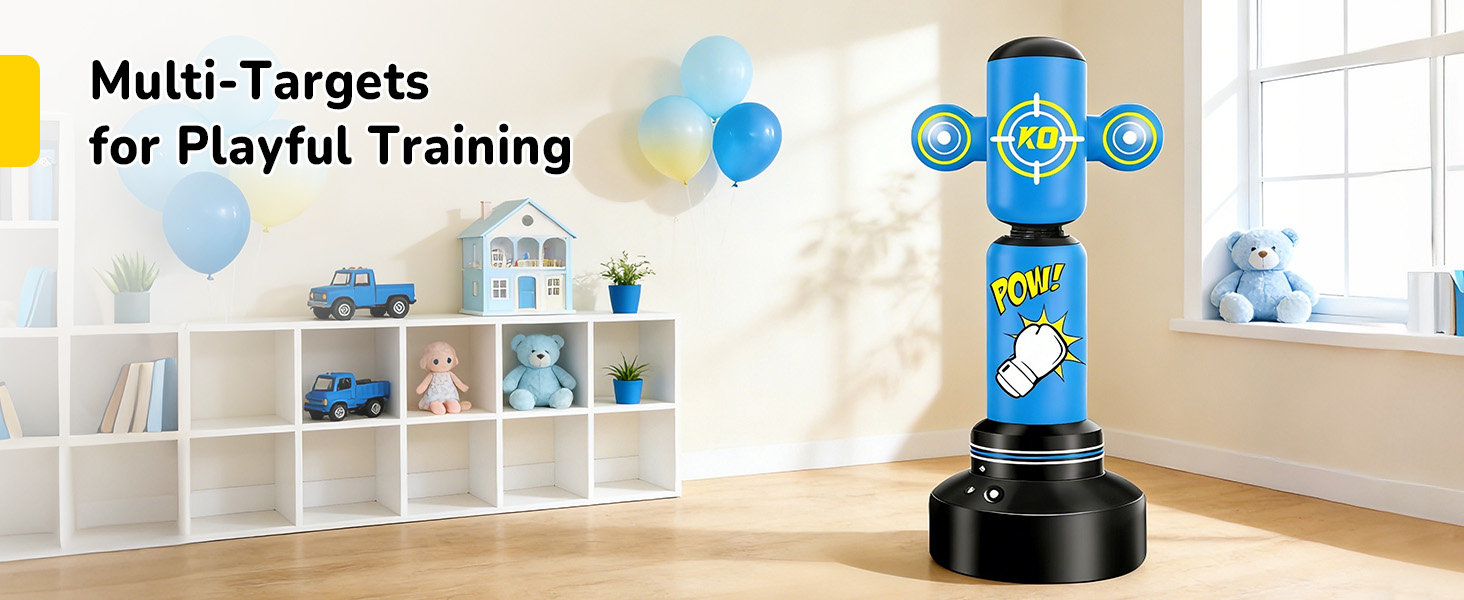 Дитячий боксерський мішок на 360° з підставкою 165 см, комплект з боксерськими рукавичками та електричним насосом, для дітей 6-14 років, ідеальний подарунок для карате