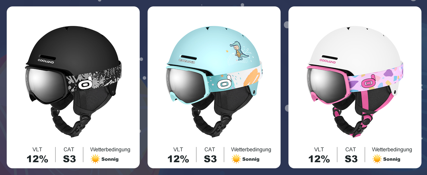 Дитячий гірськолижний шолом та маска Odoland, гірськолижний шолом для хлопчиків та дівчаток, регульований, чорний, з дизайном ракети (54-56 см)