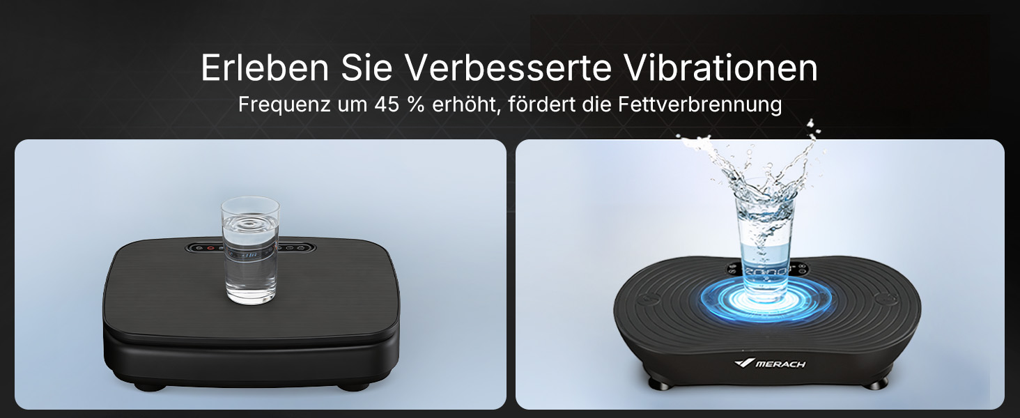 Вібраційна платформа MERACH для тренувань та формування тіла, 99 рівнів швидкості, Bluetooth, LED-дисплей, еластичні ремені, чорний