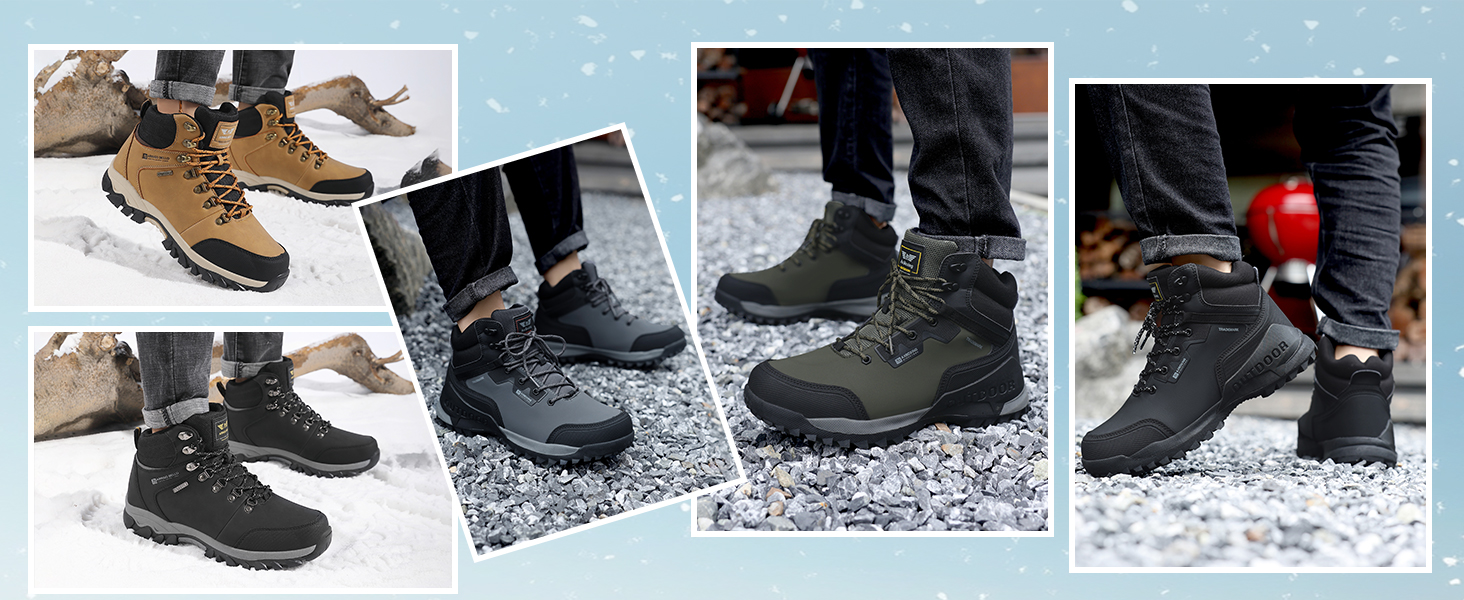 ARRIGO BELLO Зимові черевики для чоловіків: зимові чоботи, чоботи від снігу, утеплені, робочі черевики, для роботи та походів, розмір 41-46, G1, чорний, 43 EU