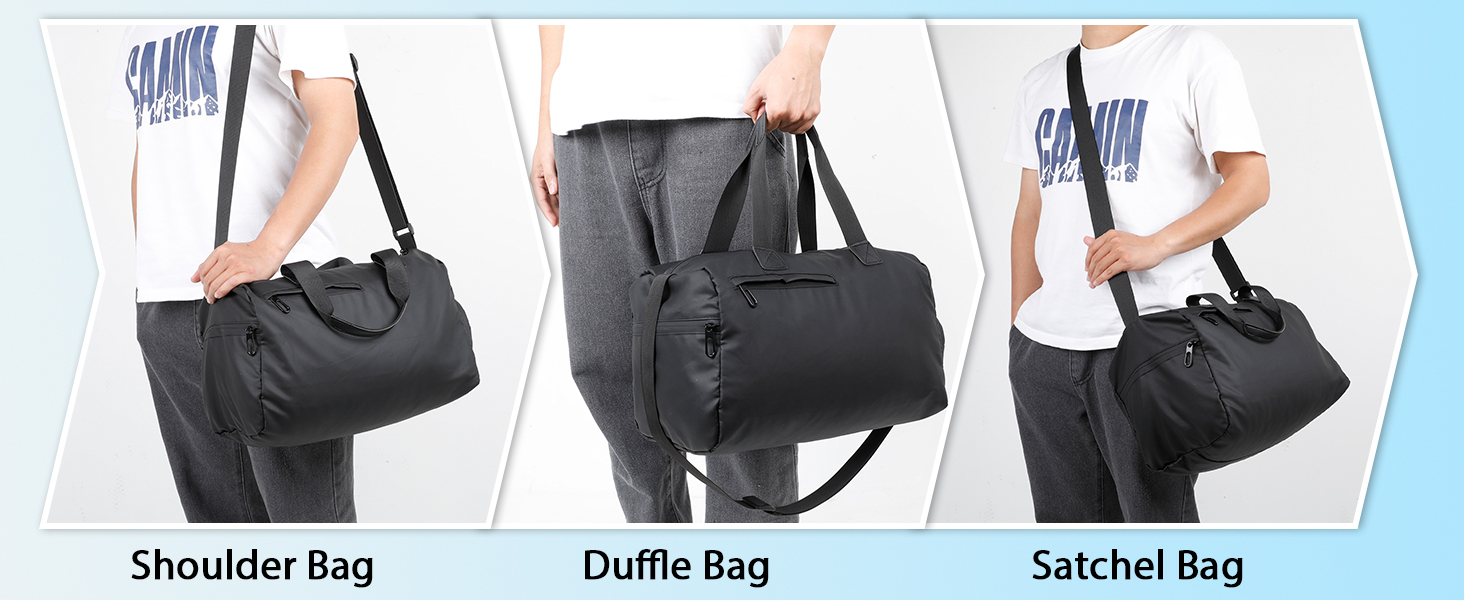 Спортивна сумка Romon для подорожей та тренувань з відділенням для взуття та мокрих речей, чорна, 39 × 23 × 22 см