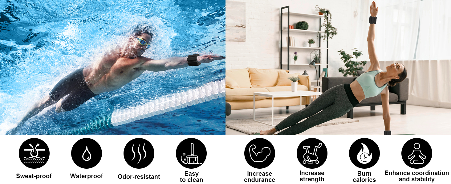 Набір манжет для збільшення ваги, 2 шт. (по 0.45 кг) - для йоги, бігу, силових тренувань, чоловіки та жінки