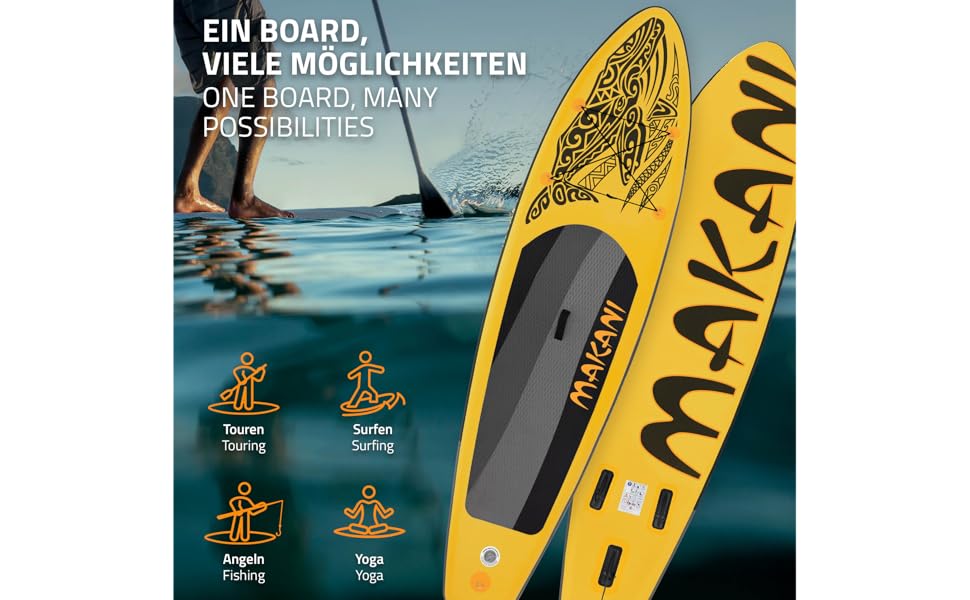 Надувна SUP-дошка ECD Germany 305–380 см, до 150 кг, комплект із веслом і сидінням для каяка
