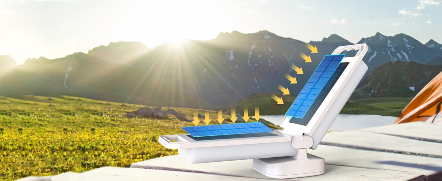 Сонячна кемпінгова лампа 48 LED з акумулятором 6000 mAh, регулювання яскравості, водонепроникна IPX4, для кемпінгу, риболовлі, надзвичайних ситуацій