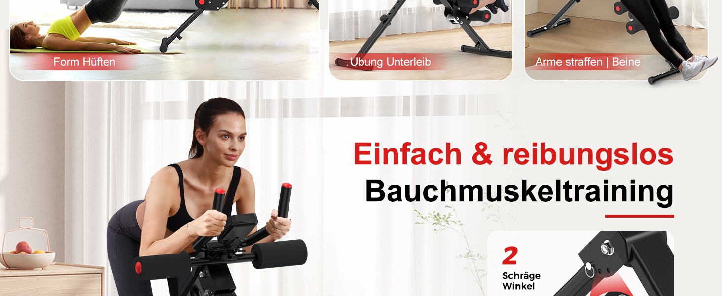 Тренування пресу RELIFE: компактний складаний тренажер для дому. AB-тренажер для ефективних вправ на прес, чорний