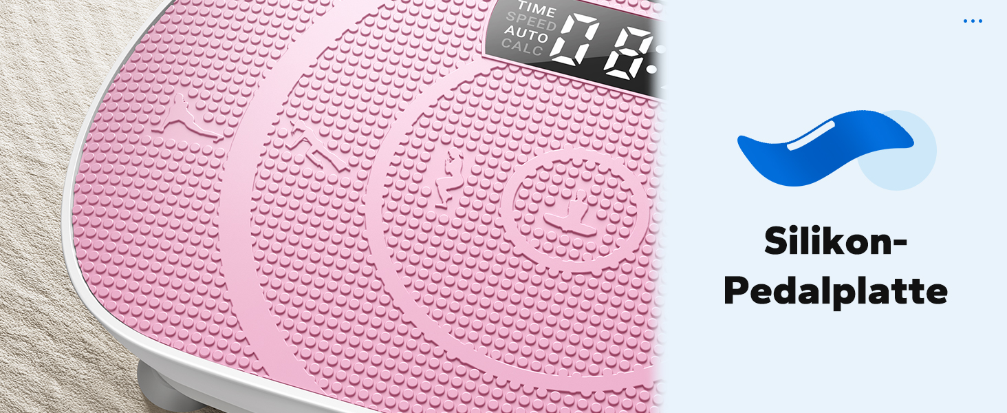 Вібраційна платформа MERACH для формування тіла та розслаблення. Тиха, компактна, з LED-дисплеєм, пульт дистанційного керування та комфортним силіконовим килимком. Рожева