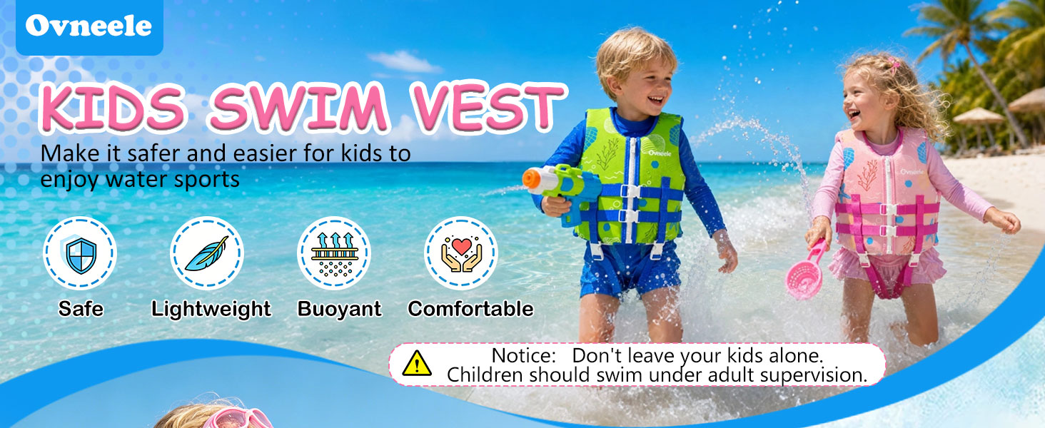Дитячий рятувальний жилет Kinder (Неопрен, Рожевий, M, 19-30 кг, 3-6 років) для басейну та пляжу