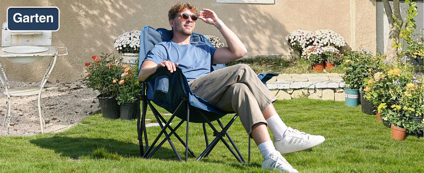 Великий складаний стілець для кемпінгу RELAX FIELD, 227 кг, Navyblue