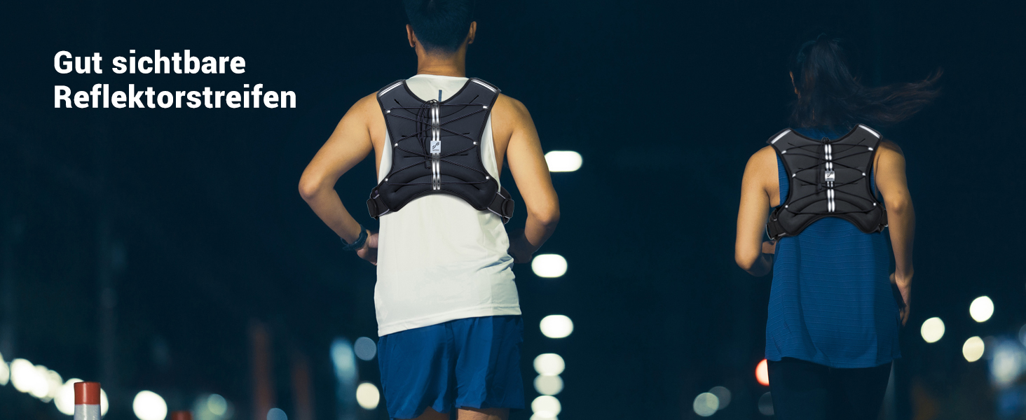 Жилет утяжелитель Sportneer з світловідбиваючими смугами для важкої атлетики, бігу та фітнесу 3.6/5.4/6.8/9/11 кг, регульований розмір, чорний