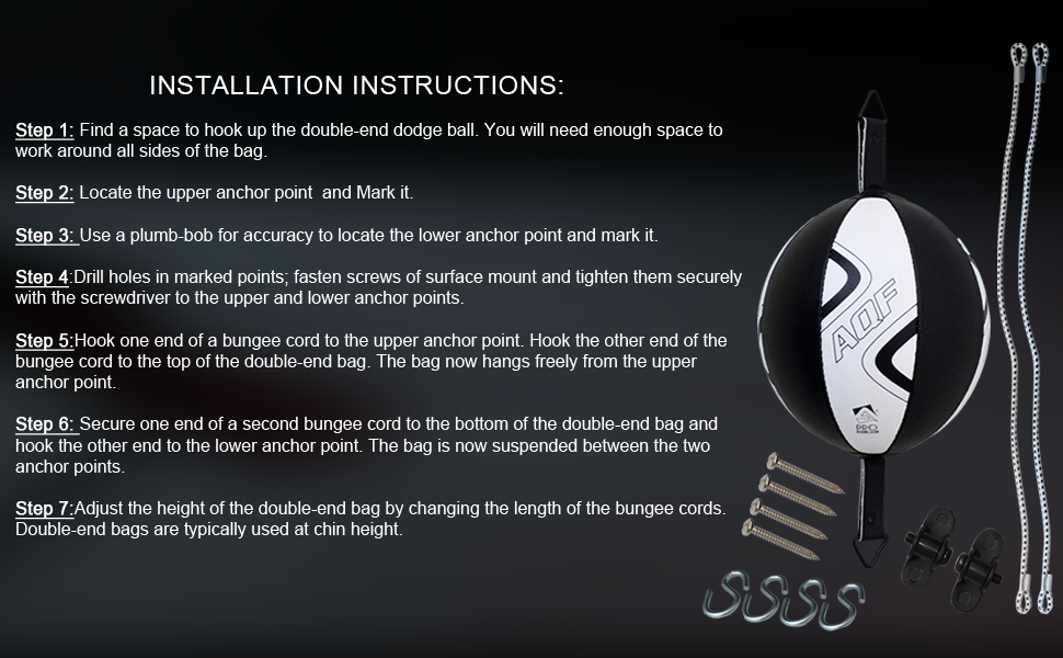 Набір для боксу AQF: боксерська груша, м'яч для швидкості, шкіряні рукавички. Тренування для дорослих. Чорний/червоний