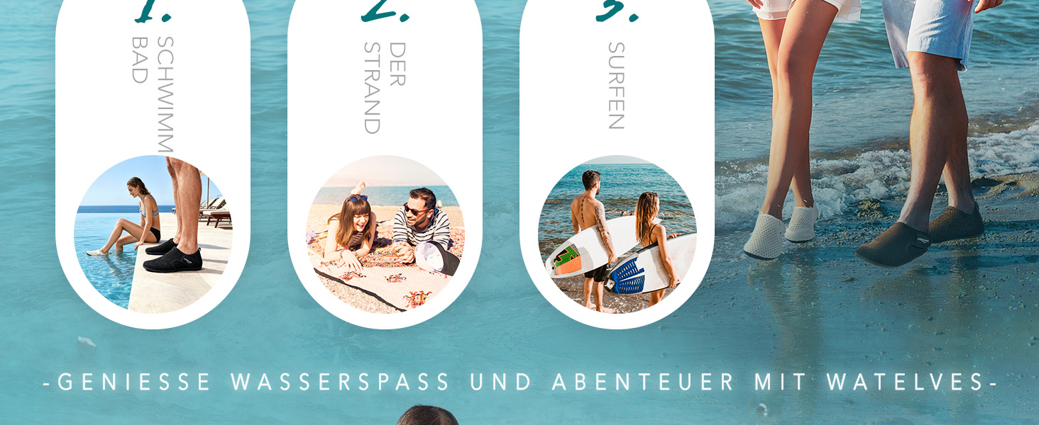 Водні черевики WateLves для плавання та відпочинку: басейн, пляж, дайвінг, серфінг. Чоловічі та жіночі, чорні, 42 EU