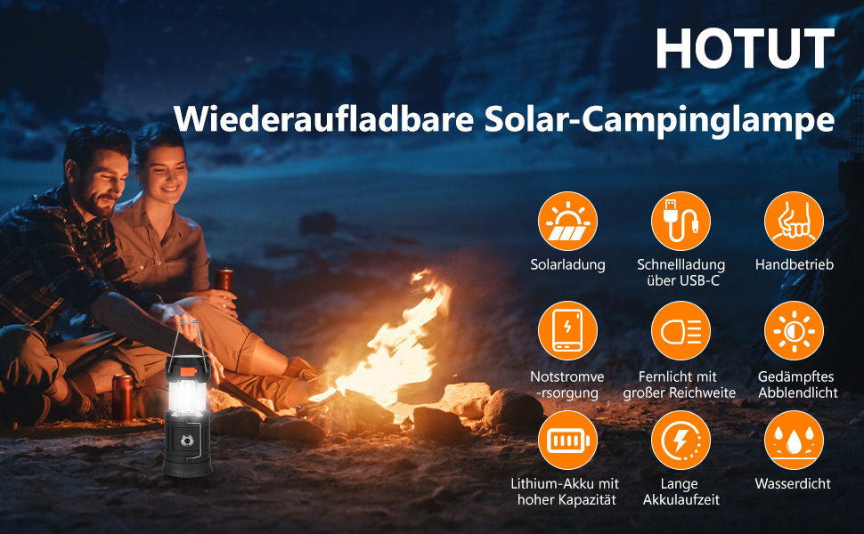 Складаний LED ліхтар для кемпінгу HOTUT з сонячною панеллю, 3200 мАг, водонепроникна лампа з ручним динамо-генератором та USB-зарядкою, аварійне світло для походів, риболовлі та SOS