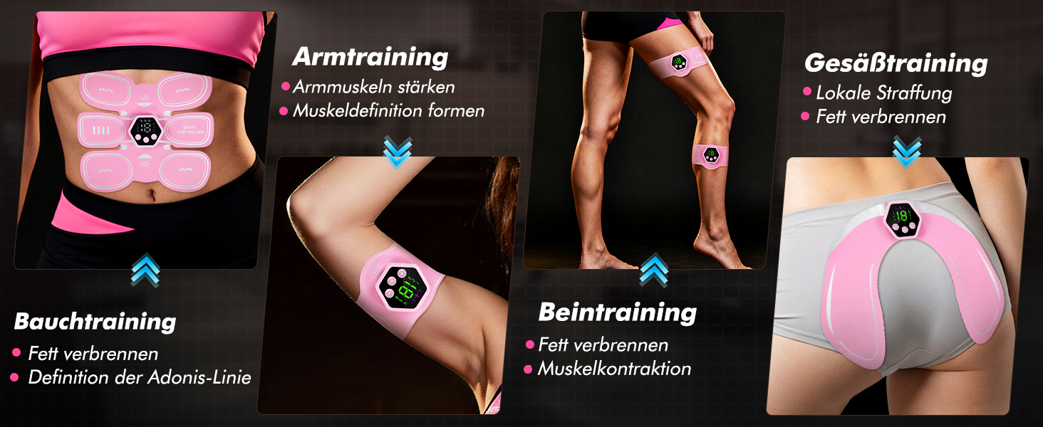 Електричний тренажер EMS для пресу та всього тіла, 6 режимів, 19 інтенсивностей