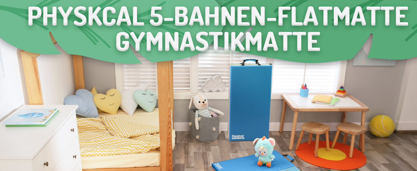 Складаний гімнастичний мат для фітнесу та дітей 195 x 75 x 3 см, м'яка спортивна підкладка для тамблінгу та активних ігор з ручками для перенесення (дизайн: мультфільм)