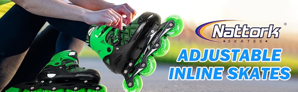 Роликові ковзани Nattork для хлопчиків з підсвічуванням, розмір 32-36, чорні