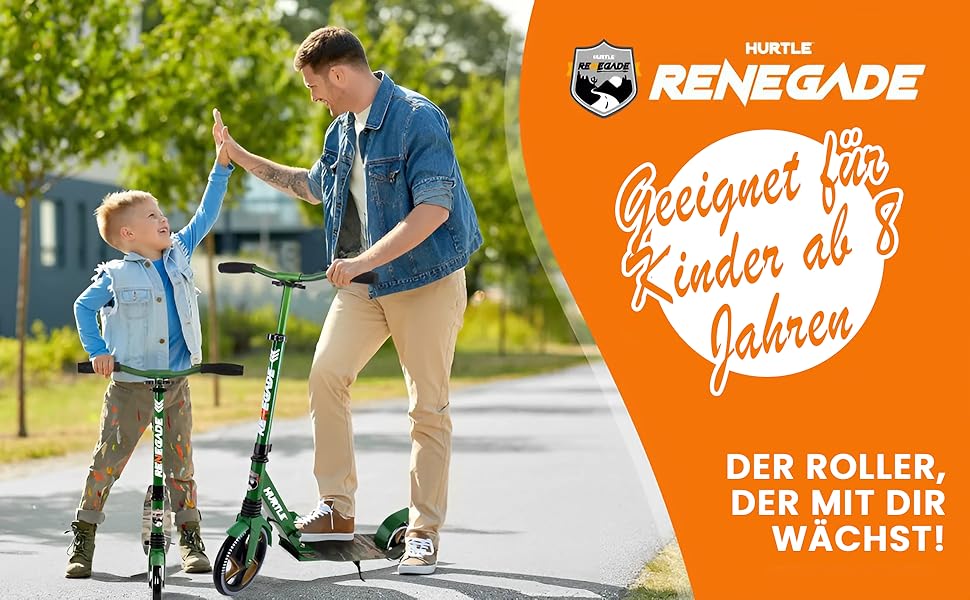 Міський ролер Hurtle Roller Kinder 10 років – складний, регульований по висоті 84–98 см, самокат для дітей та дорослих зі стійкою, з ремінком, до 100 кг, камуфляж