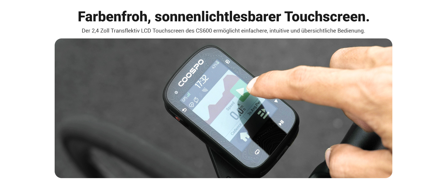 Велокомп'ютер GPS COOSPO CS600 з Bluetooth/ANT+, бездротовий, водонепроникний IPX7, з підсвіткою та навігацією, підтримка велорадара, 36 годин роботи