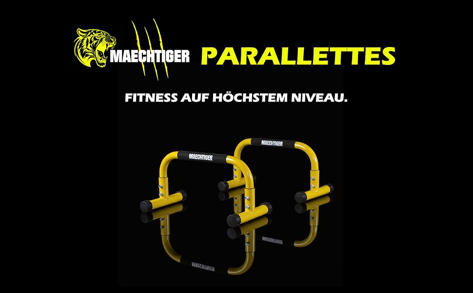 Паралелетки преміум-класу Parallettes - подовжені сталеві ручки для віджимань - стабільність завдяки системі вирівнювання - неслизькі та щадять суглоби - для калістеніки, фітнесу, в приміщенні та на вулиці