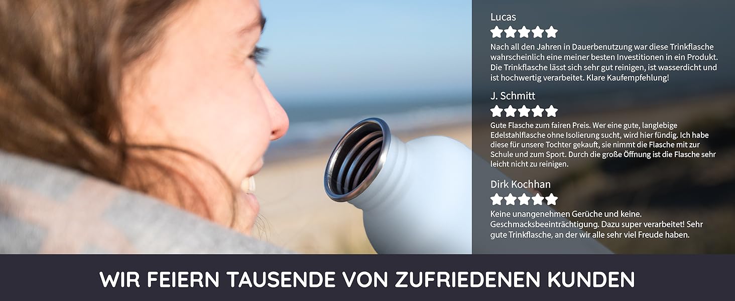 Водафлянка Bambaw з нержавіючої сталі, 1 л | Багаторазова еко-пляшка | Для кемпінгу та походів | Без пластику | Спортивна пляшка, 1000 мл, срібна