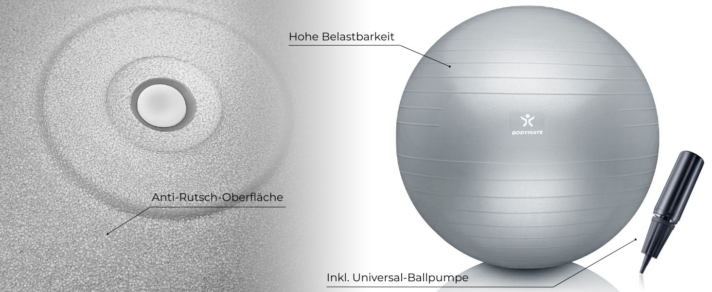 М'яч для фітнесу BODYMATE: фітбол для йоги, тренувань, офісного використання, рожевий, 65 см