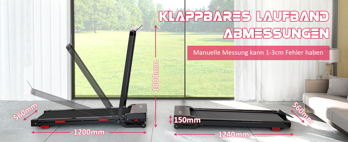 Біговий тренажер RAOO MIN для дому з електричним нахилом, 1-12 км/год, 1.5HP двигун, складаний, 4-в-1 з пультом ДУ та LED-дисплеєм, підставка для iPad/телефону. Чорний