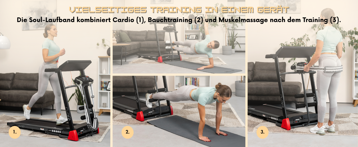 Електричний біговий тренажер Hop-Sport Soul з масажером, комп'ютером та Bluetooth, складаний, для дому, швидкість до 14 км/год, вантажопідйомність 130 кг