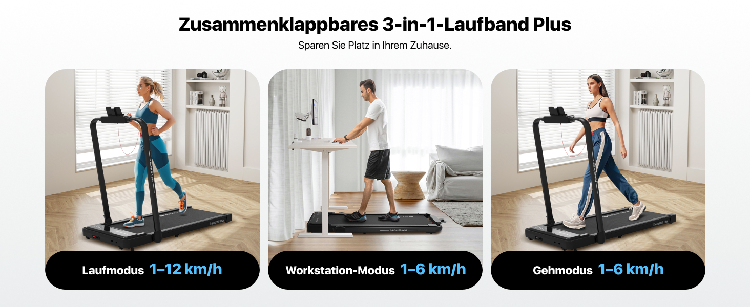 Бігова доріжка Mobvoi Home Laufband Ultra 3-в-1: для дому та офісу, складний, LED-дисплей, 12 км/год, 120 кг