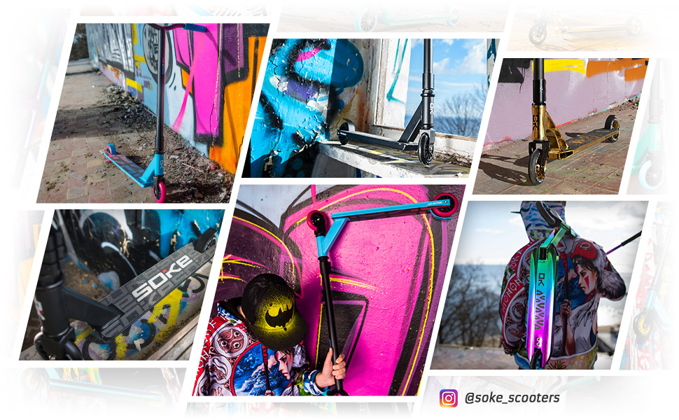 Трюковий самокат SOKE PRO Street Neo Chrome Kick Scooter з кульковим підшипником ABEC 9 Самокат Скутер для дорослих та дітей SOKE