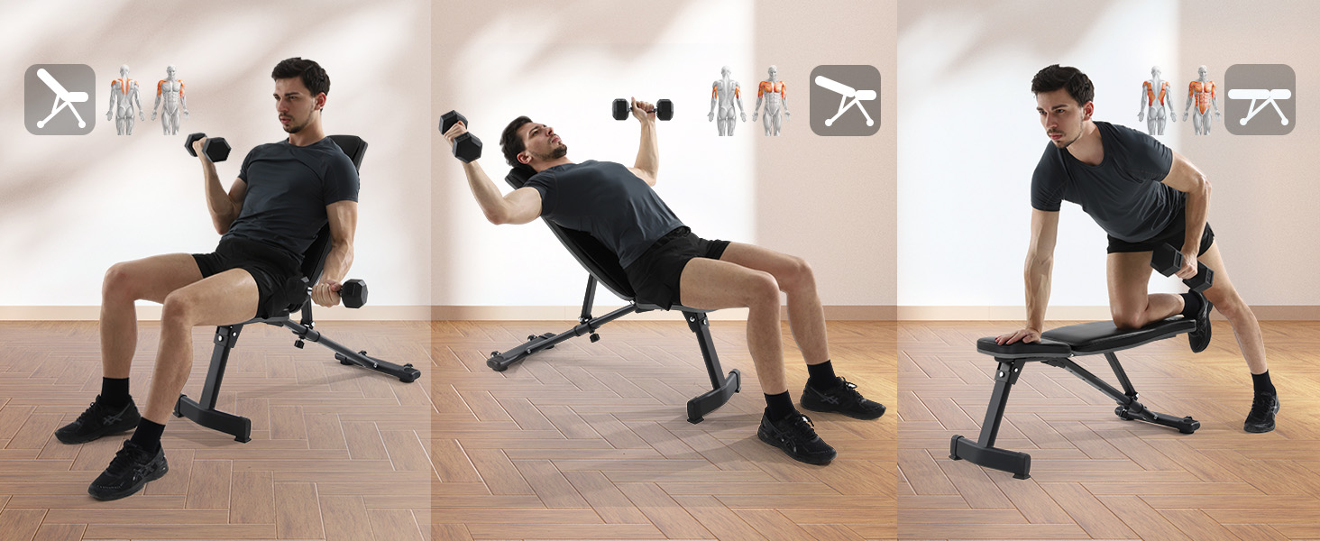 ISE Складна багатофункціональна лавка для тренувань SY-5021: регульована спинка, банк для пресу, фітнес-лавка для дому